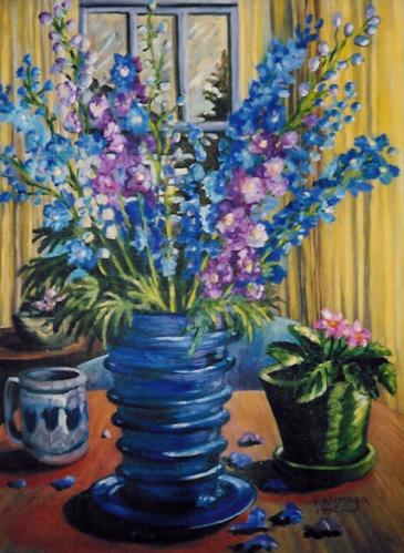 Delphiniums, Oil (SOLD)