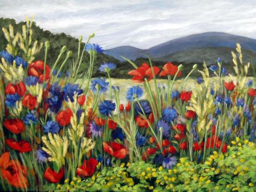 Roadside Poppies, Acrylic (SOLD)