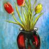 Tulips in Mom\'s Vase, Acrylic (SOLD)