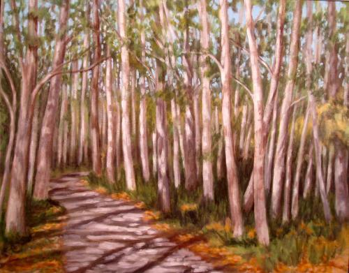 Birches and Path, Acrylic (SOLD)