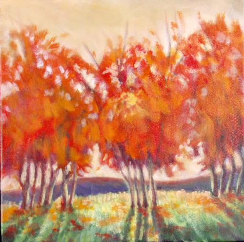 Sun Behind Red Trees 2, Acrylic (SOLD)
