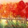 Sun Behind Red Trees, Acrylic (SOLD)