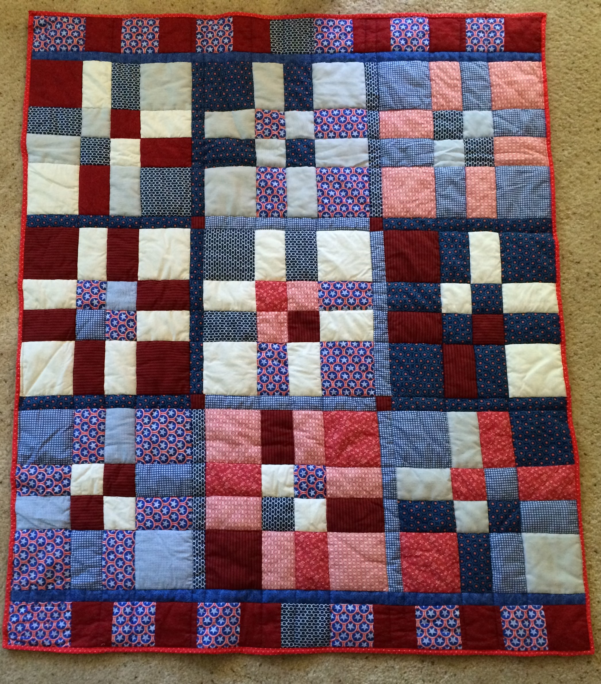 Artwork: Quilts » small quilts » patriotic disappearing 9 patch